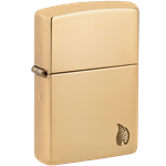 Zippo Flame Deep Carve Hi Pol Brass Armor - 46397